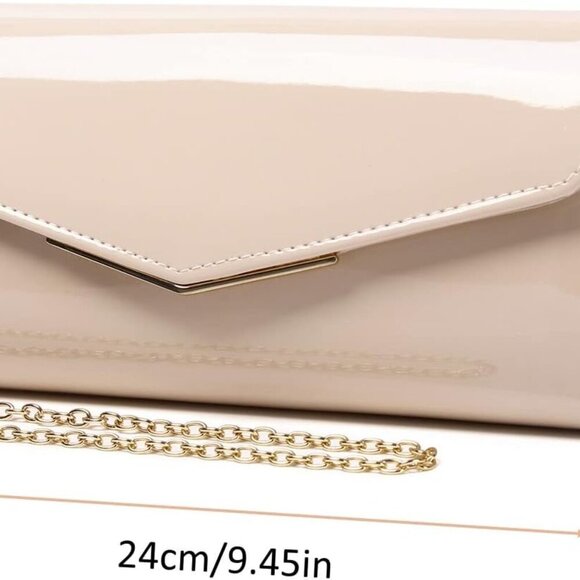 Patent Leather Envelope Clutch Womens Evening Handbag Stylish Crossbody Shoulder - Picture 4 of 7